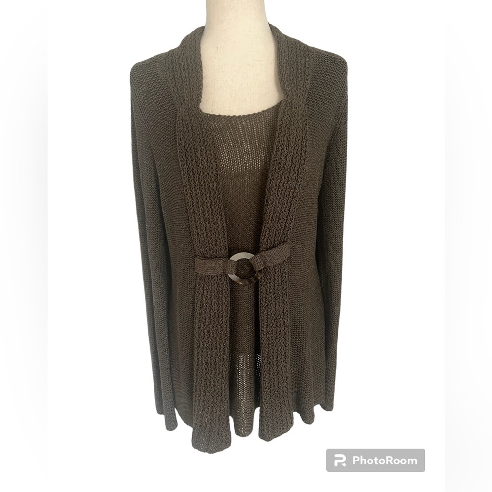 Stera‎ Brown Knit Sweater with ring detail size large NWT